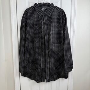 VINTAGE Mecca Shirt Mens XL Black Gray Plaid Button Up Y2K Baggy Hip Hop Western